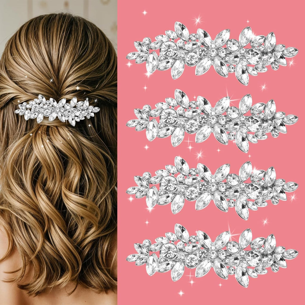 4 Pcs Rhinestone Hair Clips