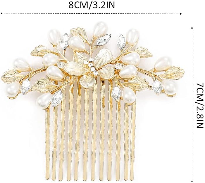 Gold Pearl Wedding Hair Comb
