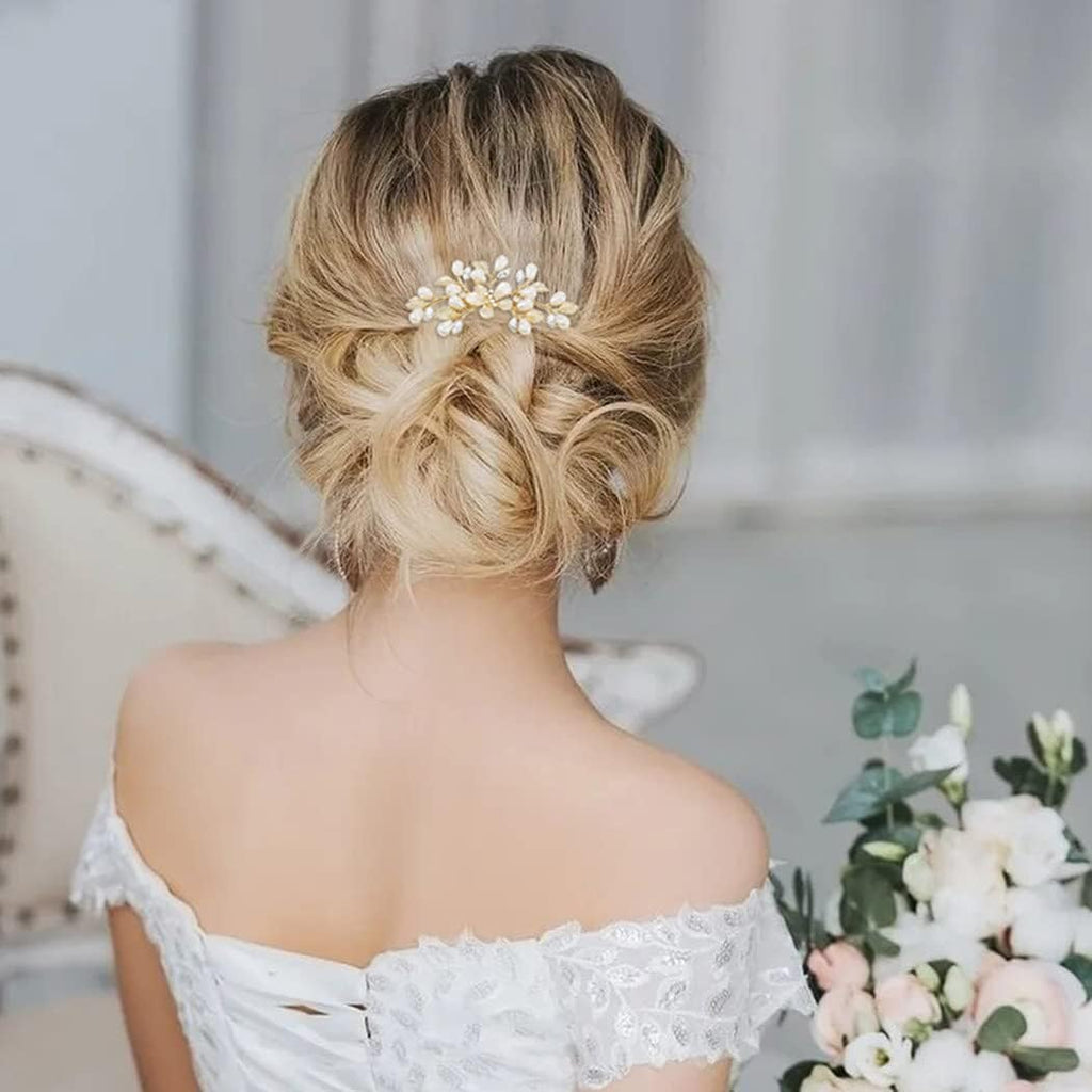 Gold Pearl Wedding Hair Comb