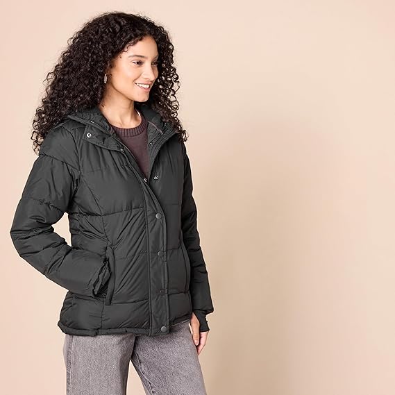 Women's Heavyweight Quilted Long-Sleeved Hooded Puffer Coat