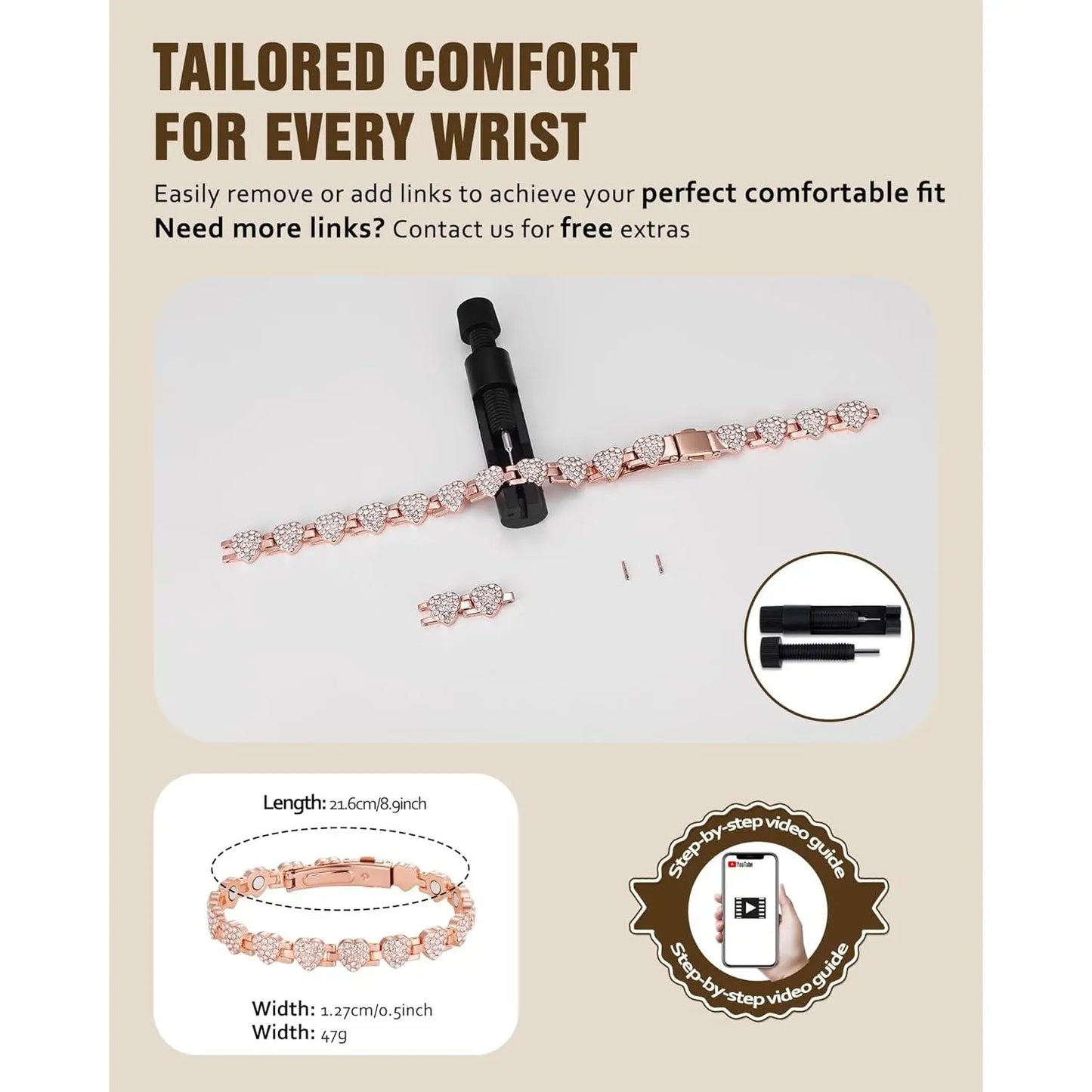 Elegant 3800 Gauss Adjustable Copper Bangle
